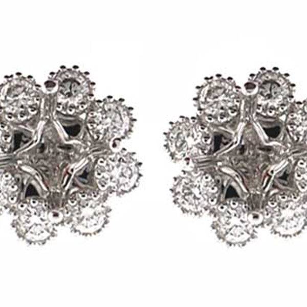 Diamond Halo Miligrain Stud Earring Jacket 18kt White Gold