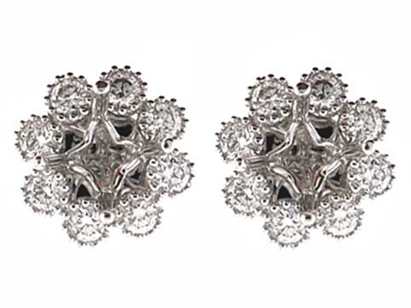 Diamond Halo Miligrain Stud Earring Jacket 18kt White Gold