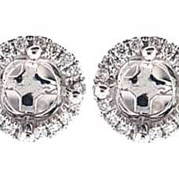 Semi-Mount Halo Style Stud Post Back Earrings in 14k White Gold