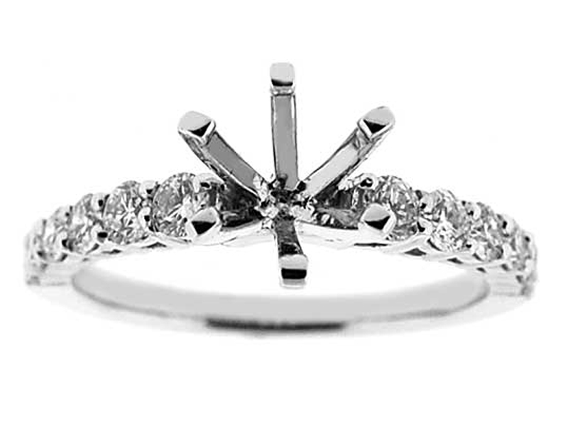 Single Row Prong Set Semi Mount Engagement Ring