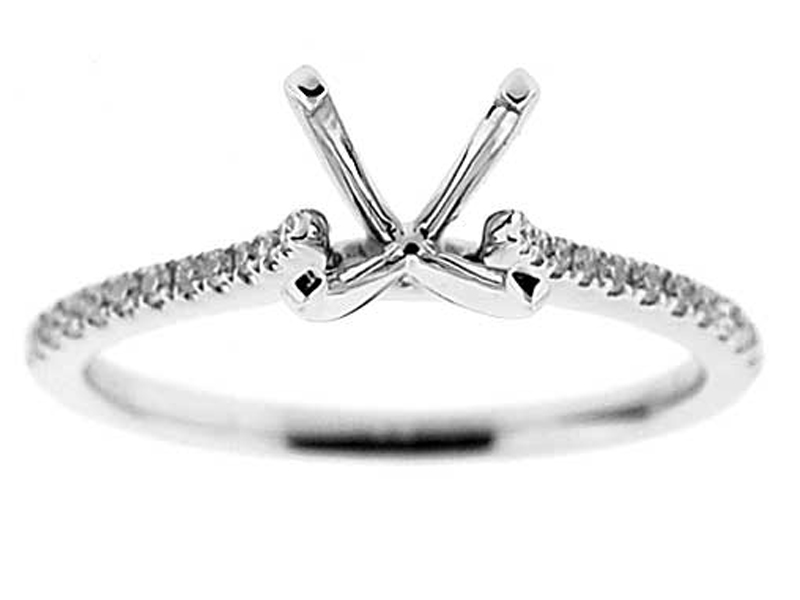 Very Thin Single Row Engagement Ring Semi Mount