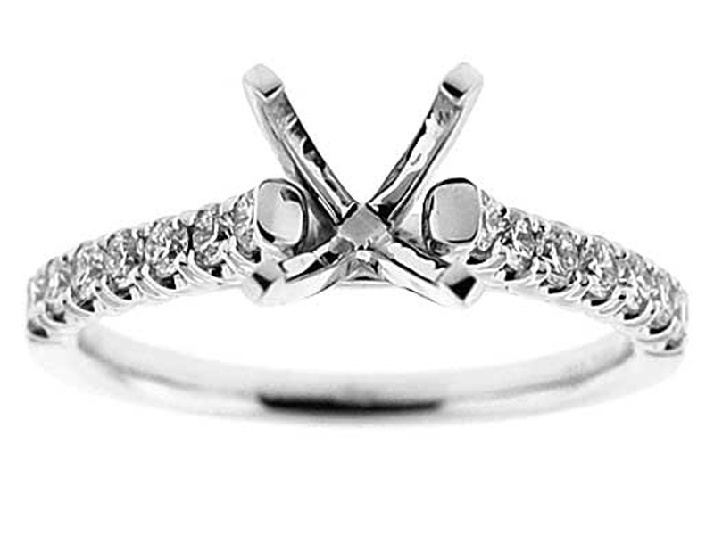 Single row Thin Semi Mount Diamond Engagement Ring