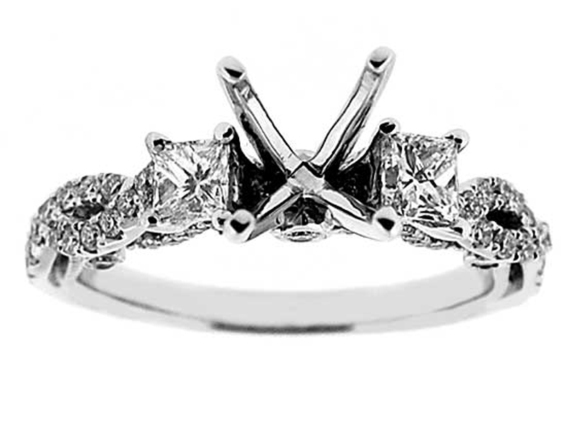 Twisted Shank Filigree Sides Diamond Engagement Ring Semi Mount