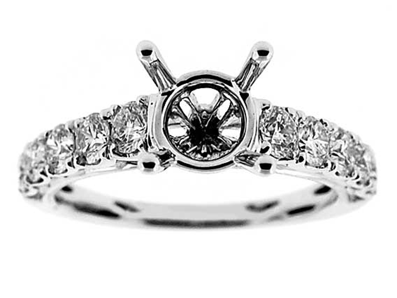 U Prongs With Hidden Diamonds Single Row Engagement Ring Semi Mount