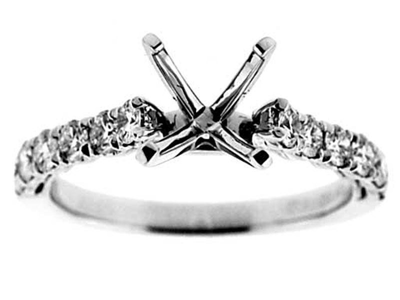 Single Row Prong Set Diamond Engagement Ring Semi Mount