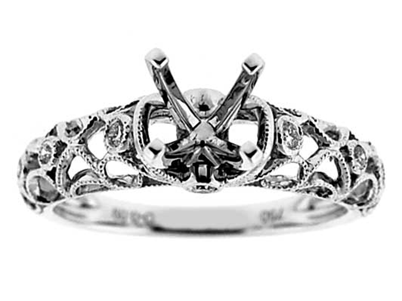 Vintage Lace Miligrain Diamond Engagement Ring Semi Mount