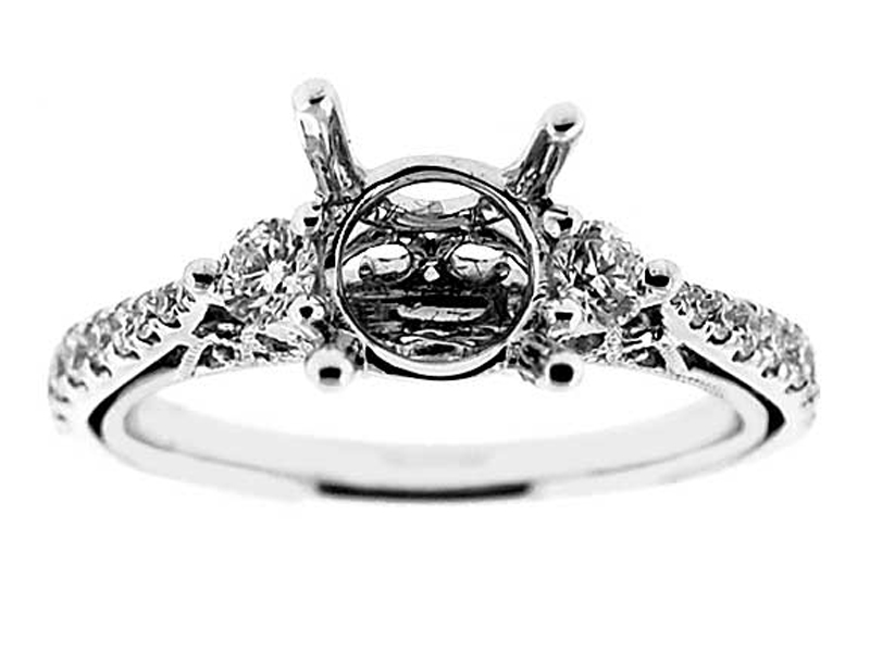 Graduating Sides Filigree Milligrain Sides Diamond Engagement Ring Semi Mount