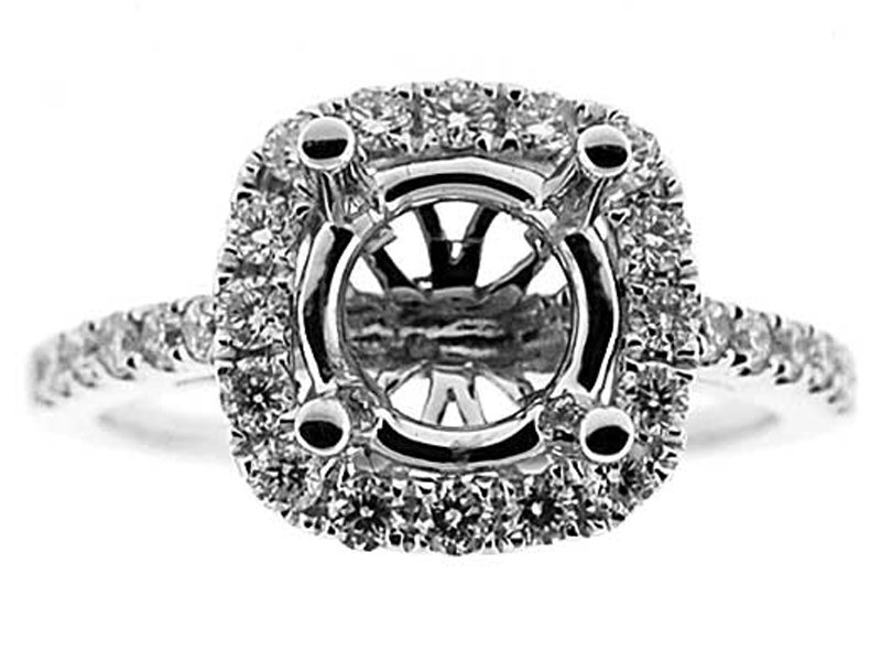 Square Halo Diamond Engagement Ring Semi Mount