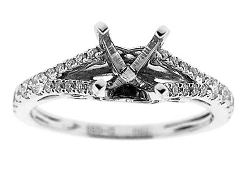 Single To Double Row Split Shank Filigree Sides Diamond Engagement Ring Semi Mount
