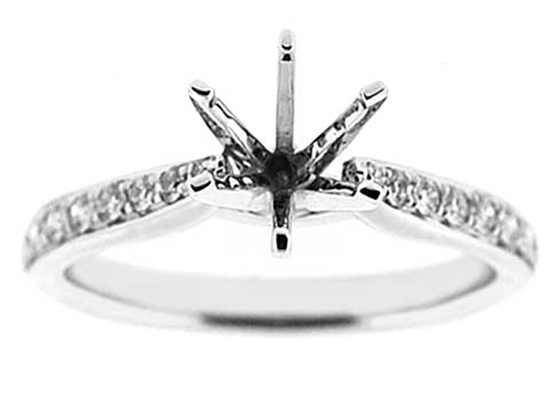 Thin Graduating Single Row Diamond Engagement Ring Semi Mount