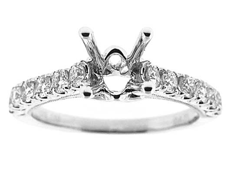 Single Row U Prong Diamond Engagement Ring Semi Mount