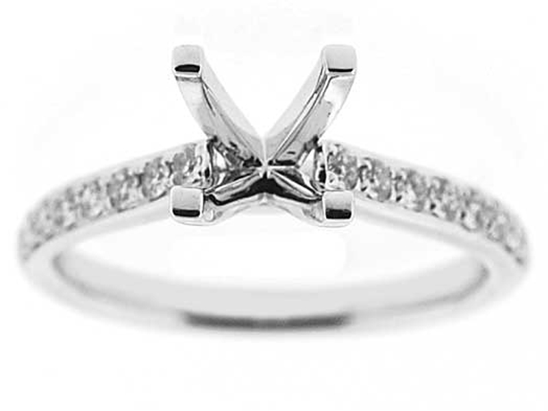 Single Row Diamond Engagement Ring Semi Mounting