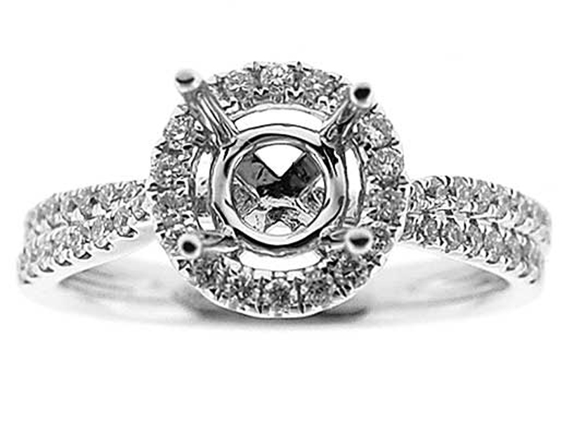Halo Twist Shank Diamond Engagement Ring Semi Mount