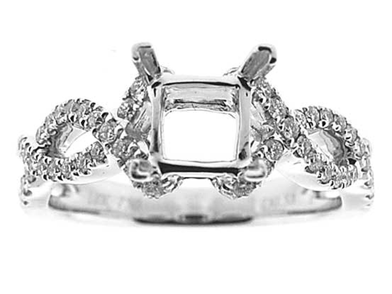 Twist Shank Diamond Engagement Ring Semi Mount
