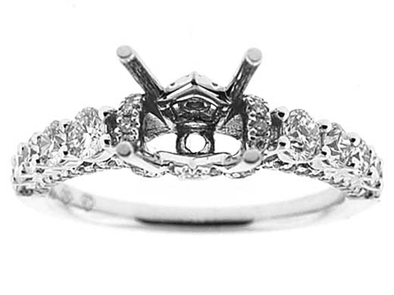 Single Row Prong With Sides Trimmed With Diamonds Engagement Ring Semi Mount