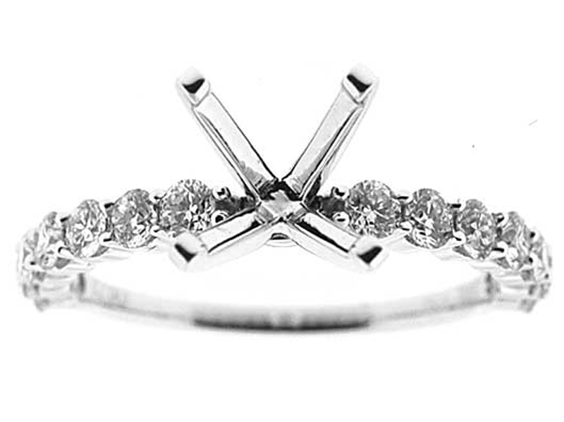 Single Row Common Prong Diamond Semi Mount Engagement Ring