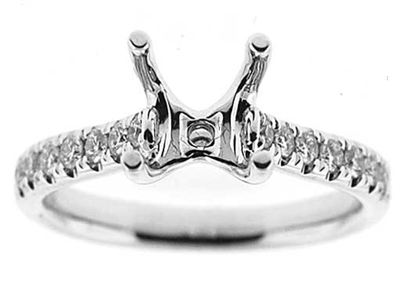 Single Row Thin Diamond Semi Mount Engagement Ring