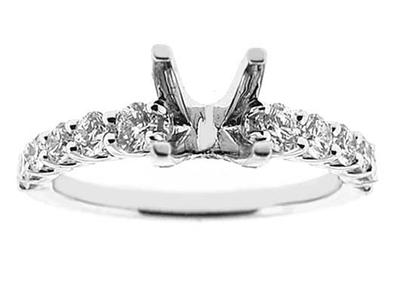 Single Row U Prong With Diamonds on the Head Prongs Semi Mount Engagement Ring