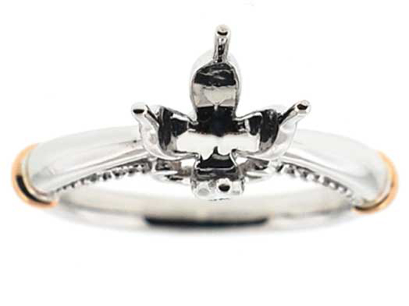 Solitaire Look with Rose Gold Accents and Side Design Semi Mount Engagement Ring