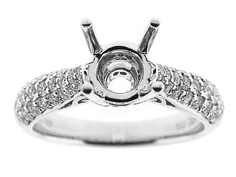 Graduating Pave Set Diamond Semi Mount Engagement Ring