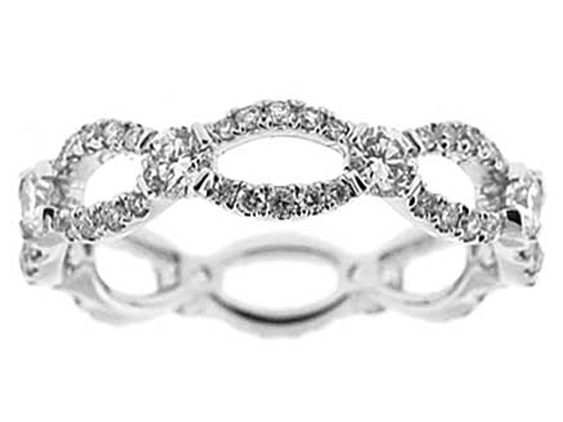 Eternity Band with Infinity Oval Split Design of Round Diamonds Set in 18k White Gold