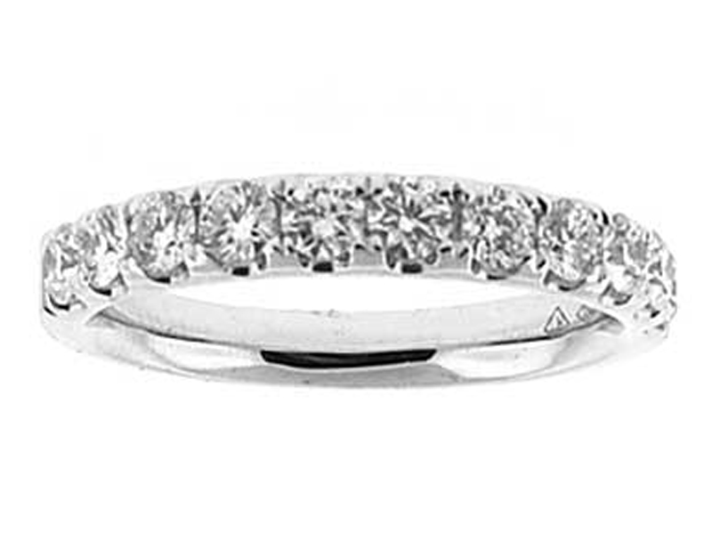 Single Row Band with Micro Prong Set Round Diamonds in 18k White Gold (Stackable)