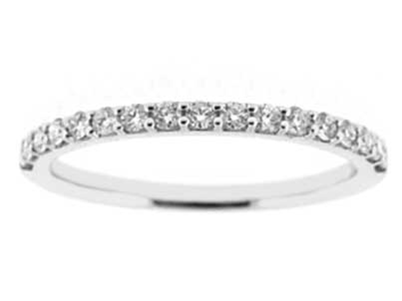 Single Row Prong Set Band with Round Diamonds in 18k White Gold (Stackable)