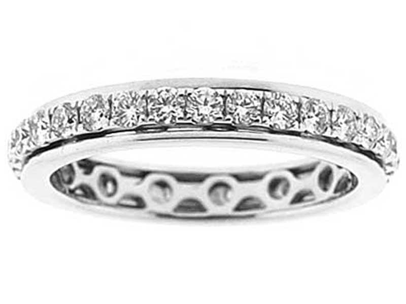 Eternity Spinner Wedding Band with Round Diamonds Set in 18k White Gold (Stackable)
