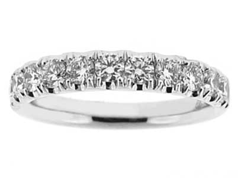 Single Row Micro-Prong Set Band with Round Diamonds in 18k White Gold (Stackable)