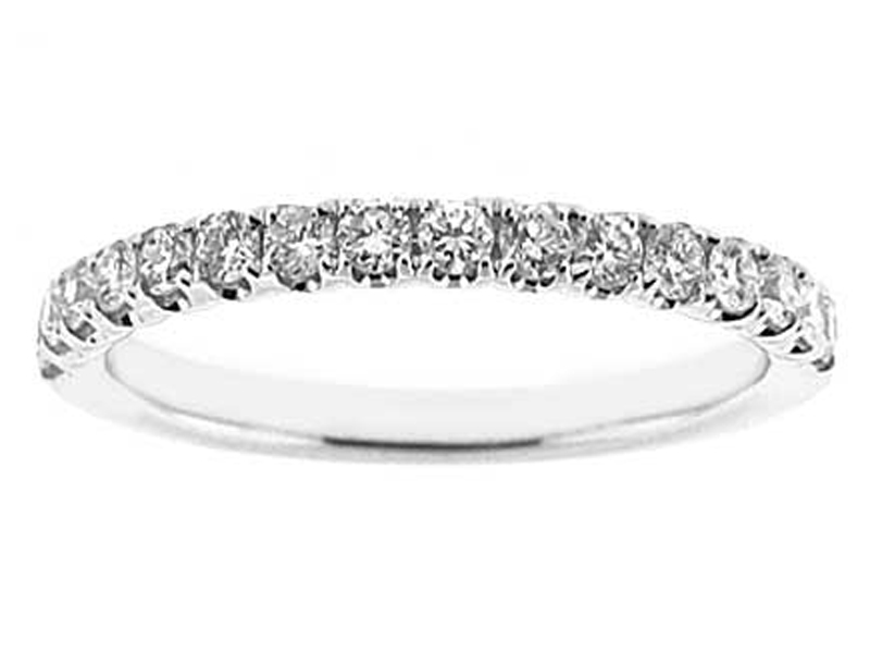 Micro Prong Set Single Row Band with Round Diamonds in 18k White Gold (Stackable)