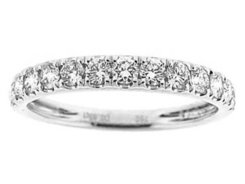 Single Row Micro-Prong Set Band with Round Diamonds in 18k White Gold (Stackable)