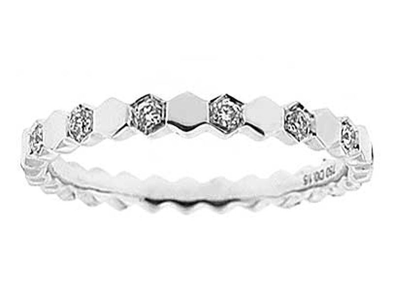 Eternity Band with Hexagon Shapes of Round Diamonds and 18k White Gold