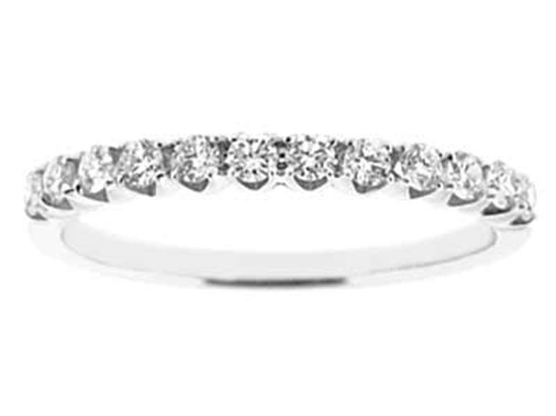 Micro Prong Set 12 Diamond Ladies White Gold Band (Stackable Ring)