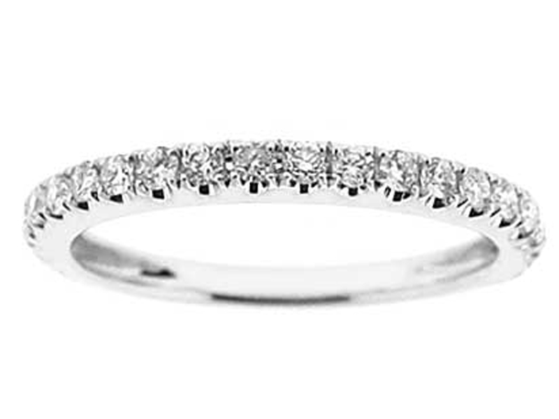 Single Row Micro-Prong Set Band with Round Diamonds in 18k White Gold