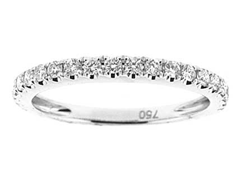 Single Row Micro-Prong Set Band with Round Diamonds in 18k White Gold (Stackable)