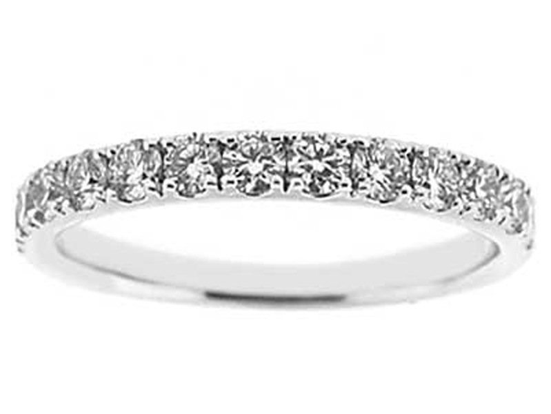 Single Row Band with Micro-Prong Set Round Diamonds in 18k White Gold