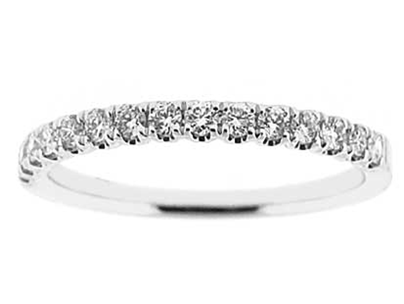 Single Row Micro-Prong Set Band with Round Diamonds in 18k White Gold