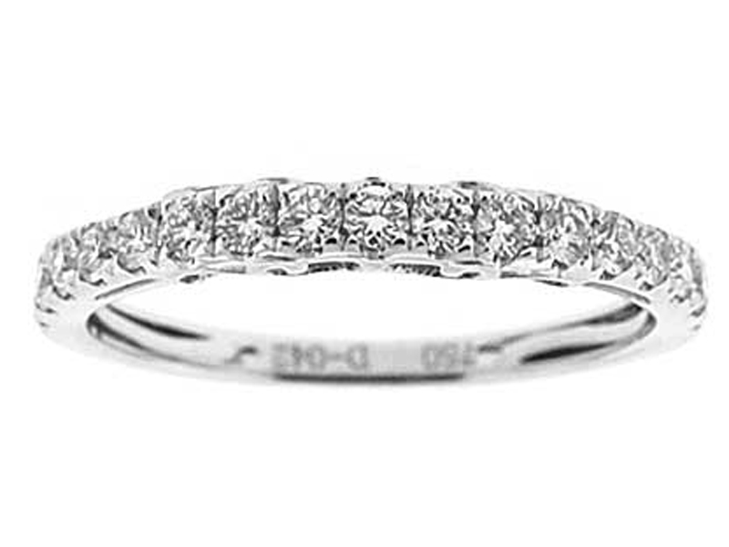Filigree Band with Micro-Pavé Set Round Diamonds in 18k White Gold