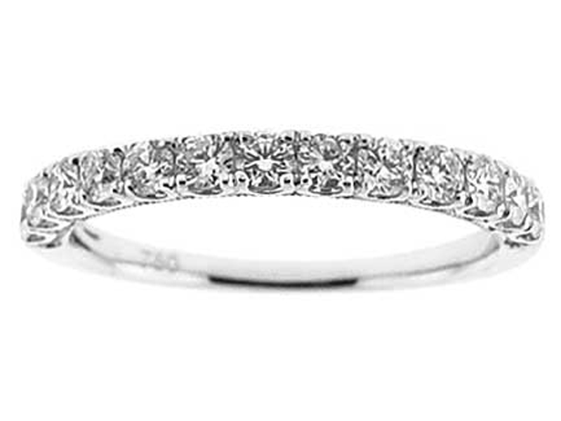 Single Row Prong Set Band with Round Diamonds in 18k White Gold
