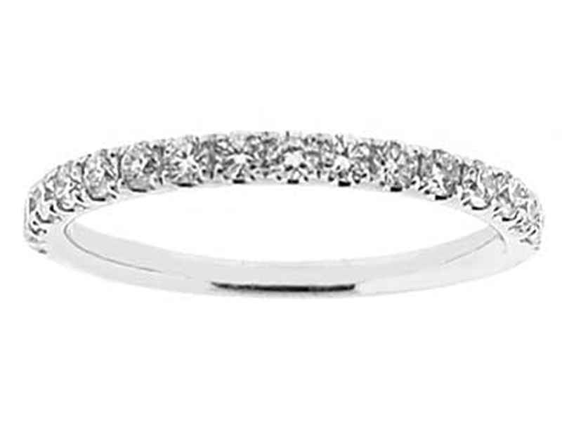 Single Row Micro-Prong Set Band with Round Diamonds in 18k White Gold