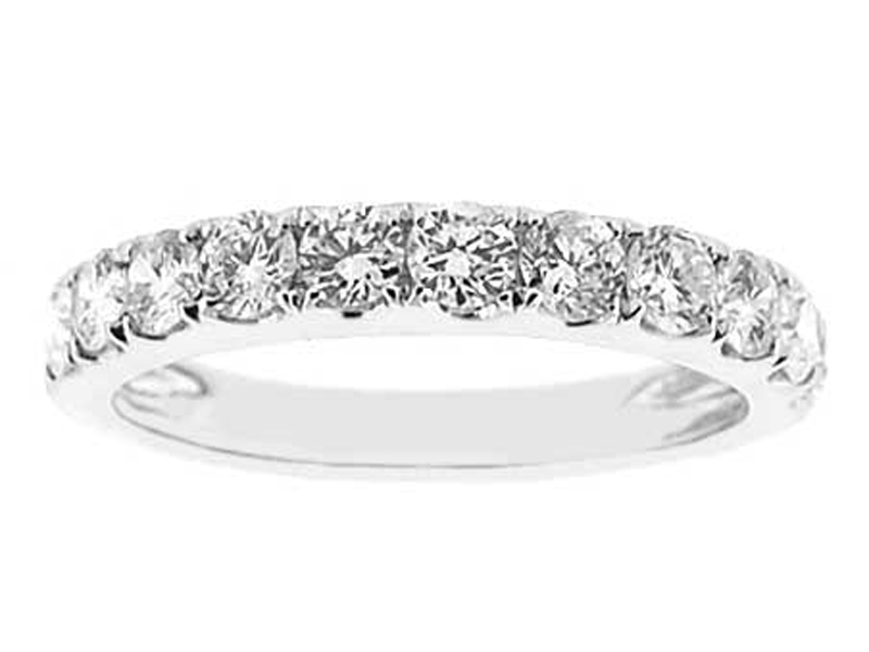 Single Row Micro-Prong Set Band with Round Diamonds in 18k White Gold
