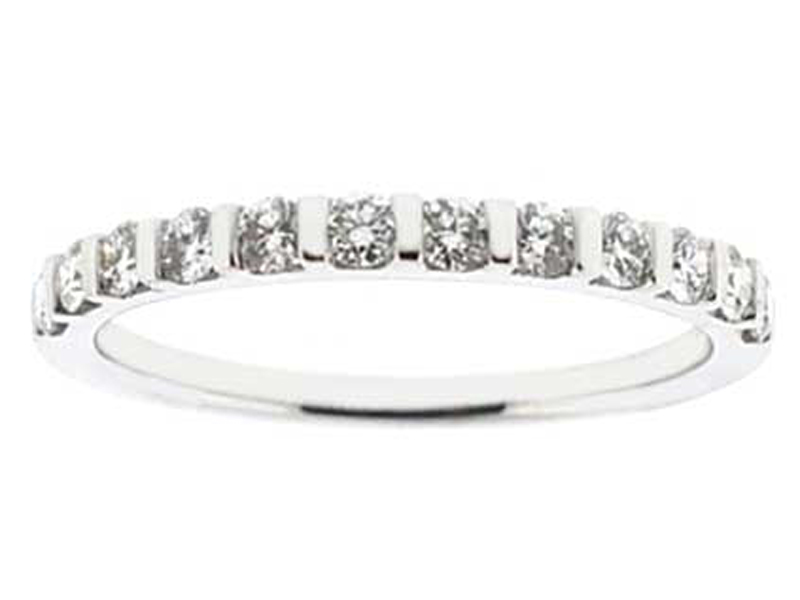 Channel Set Single Row Band with Round Diamonds in 18k White Gold