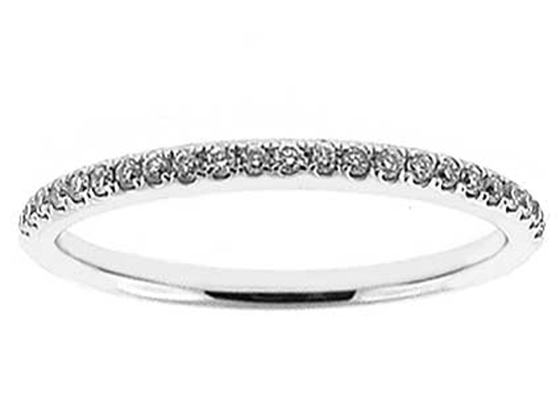 Single Row Band with Round Diamonds Set in 18k White Gold