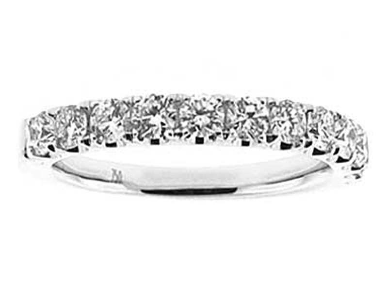 Single Row Micro-Prong Set Band with Round Diamonds in 18k White Gold