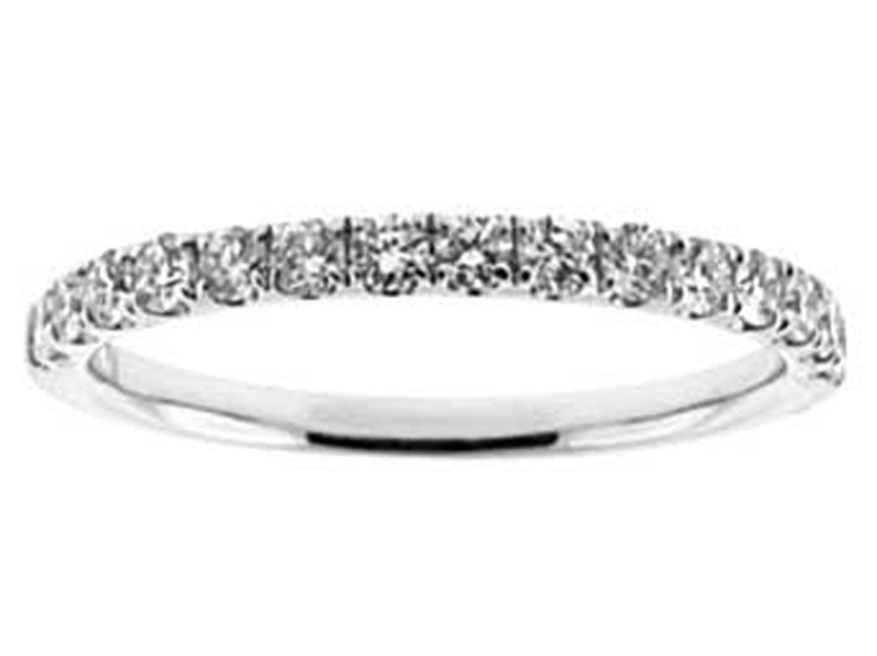 Single Row Micro-Prong Set Band with Round Diamonds in 18k White Gold