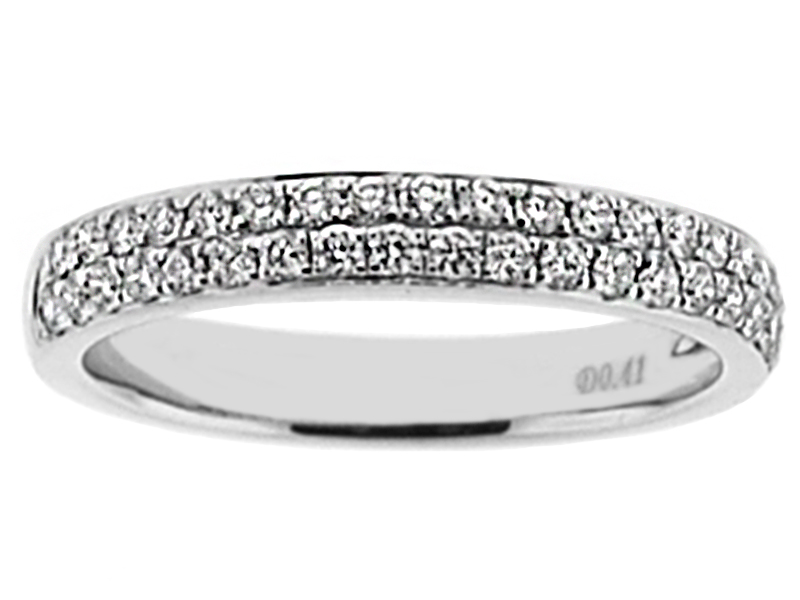 Double Row Diamond Band in 18k White Gold