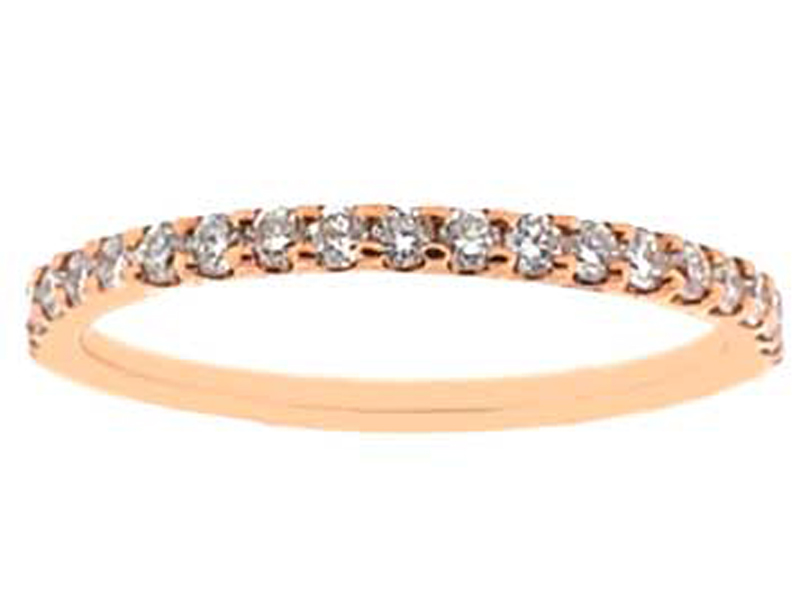 Single Row Prong Set Band with Round Diamonds in 18k Rose Gold