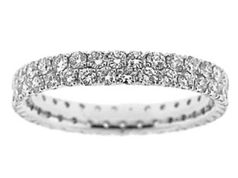 Double Row Eternity Band with Micro Prong Set Diamonds in 18k White Gold