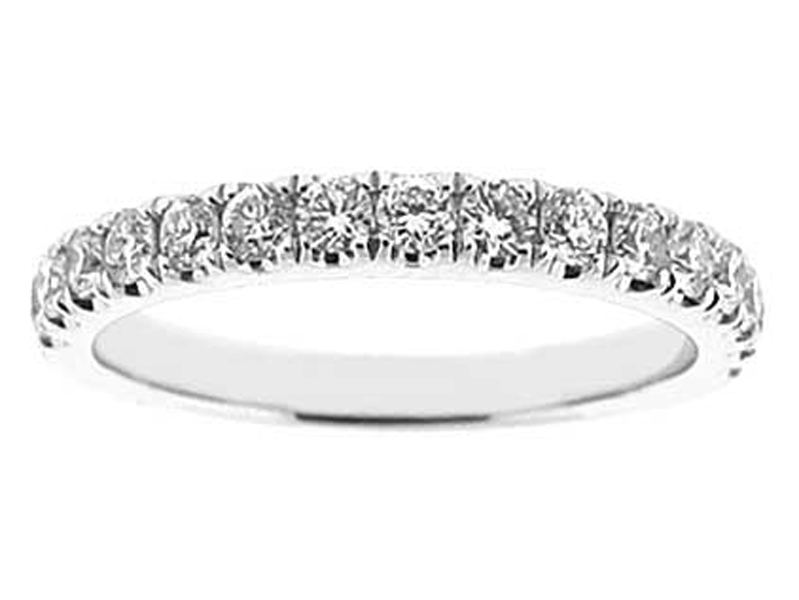 Single Row Micro-Prong Set Band with Round Diamonds in 18k White Gold