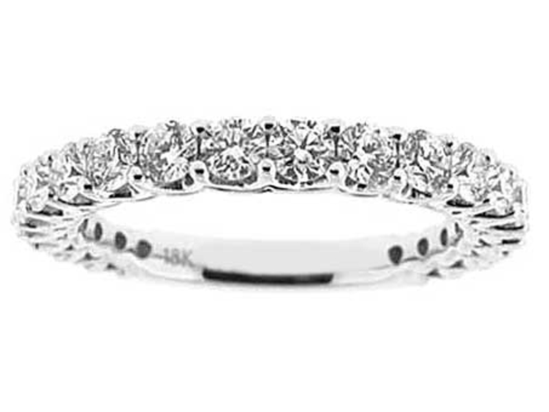 Prong Set Band with Round Diamonds in 18k White Gold